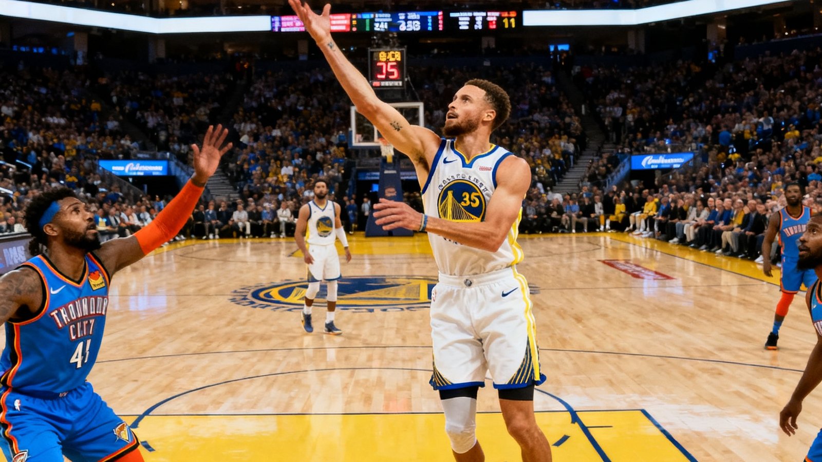 盘球吧NBA精彩回放：库里三分绝杀雷霆的单个进球剪辑，时长45秒